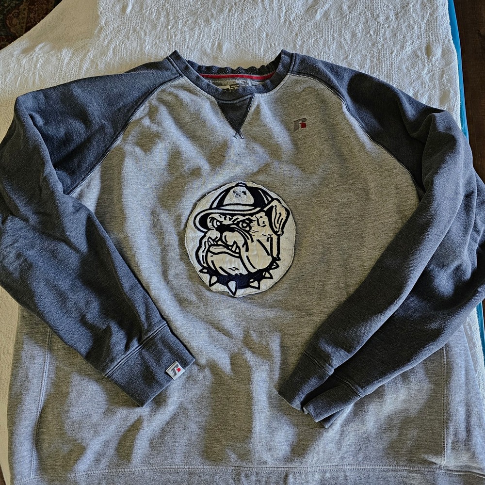 Russell Athletic Georgetown Hoyas Sweatshirt 2XL Crewneck Bulldog Gray Y2K